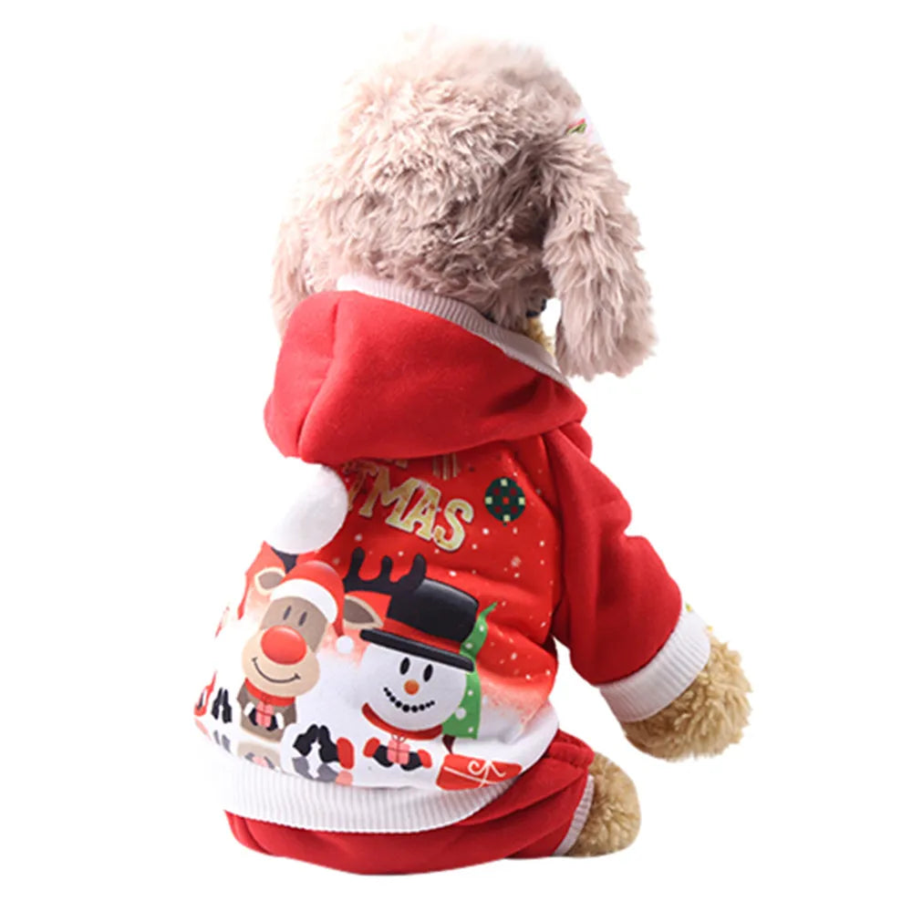 Christmas Pet dog clothes- Winter Comfortable soft Hoodied -Sweatshirts print Christmas pattern clothing
