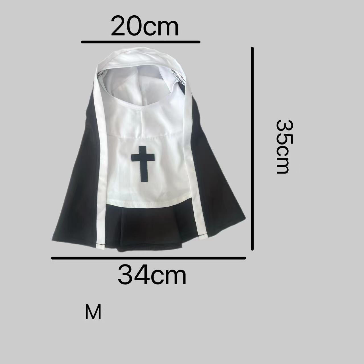 Nun Dog Costume For Small Medium Dogs Halloween Cosplay Outfit Black White Cloak Dress