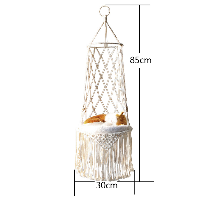 Cesta de rede para gato, cesta simples de tecido à mão para pendurar na parede, cesta para animais de estimação, cão e gato, rede de balanço com bolso