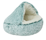 Pet Dog Cat Bed Round Plush Cat Warm Bed House Soft Long Plush Bed For Small Dogs For Cats Nest 2 In 1 Cat Bed