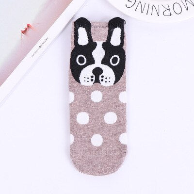 Gato dos desenhos animados cão animal meias femininas engraçado novidade confortável adorável cheio de algodão meias curtas kawaii bonito personagem harajuku meias