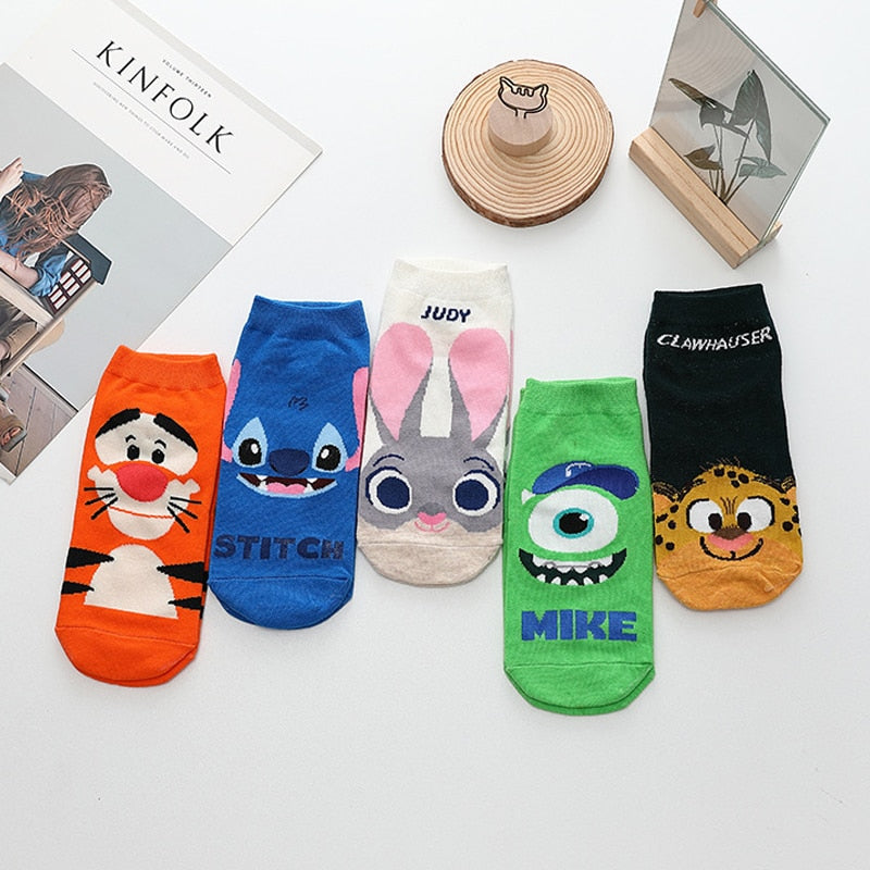 Women Socks -Funny Novelty Comfortable  Full Cotton Short Socks - Cute Character designs