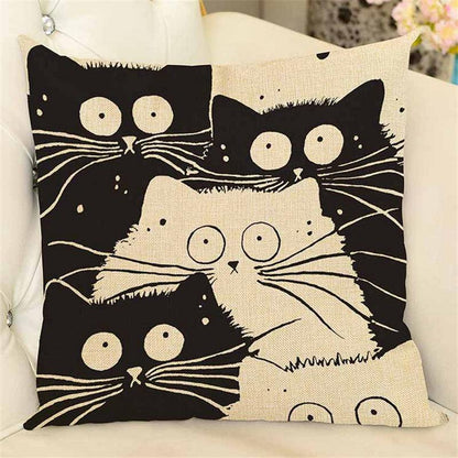 Cute Cartoon Pattern Anime Pillowcase Cat Pillow Case Married Couples Kitten Cushions Cover Outdoor Chair Cushions