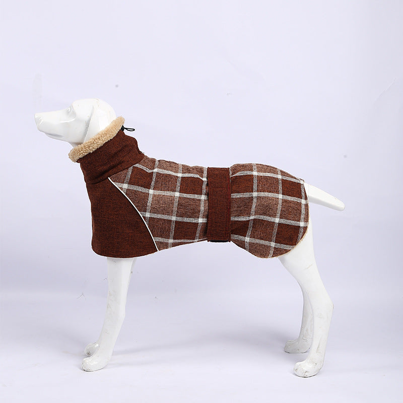 Pet Clothes Autumn And Winter- New Plaid Jacket- Cold Cotton Coat Pet Supplies