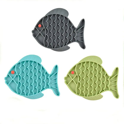 Fish Shaped Silicone Lick Mat For dogs/cats-Dog Anti Gulping Choking Feeder- Puppy Treat Dispenser