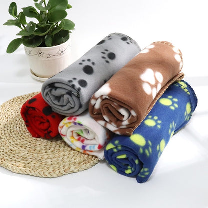 Pet warm Dog Blankets for Small Dogs -Puppy-kitten- Blanket- Cute Paw Print.