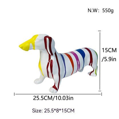 Modern Creative Colorful Sausage Dog Resin Crafts