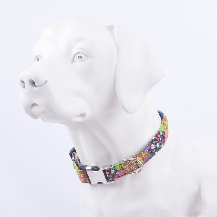 Ethnic style half metal dog collar