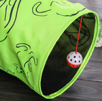 Expandable and Foldable Cat Tent Tunnel with toy. Light-weight material.