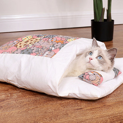 Cat Sleeping Bag - Semi Closed Cat Mattress - Washable bed