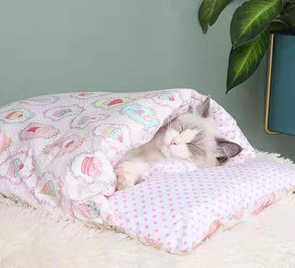 Cat Sleeping Bag - Semi Closed Cat Mattress - Washable bed