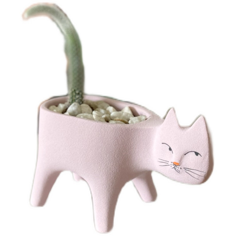 Handmade Ceramic Cat Succulent Flower Pot