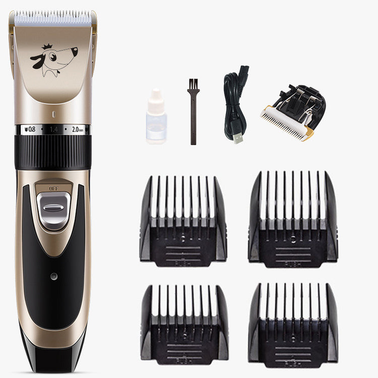 Dog Hair Clipper - Com bateria de íon de lítio recarregável e quatro cabeças de pente diferentes.