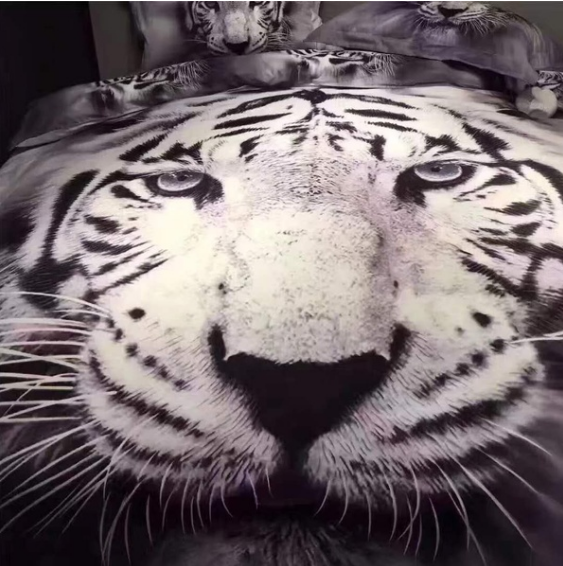 3D tigre branco - animal gêmeo rei roupa de cama dupla completa - conjunto de capa de edredom com fronha.