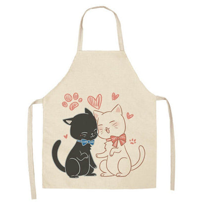 1Pcs Cotton and linen creative European and American cartoon cute cat apron - PetsDzign