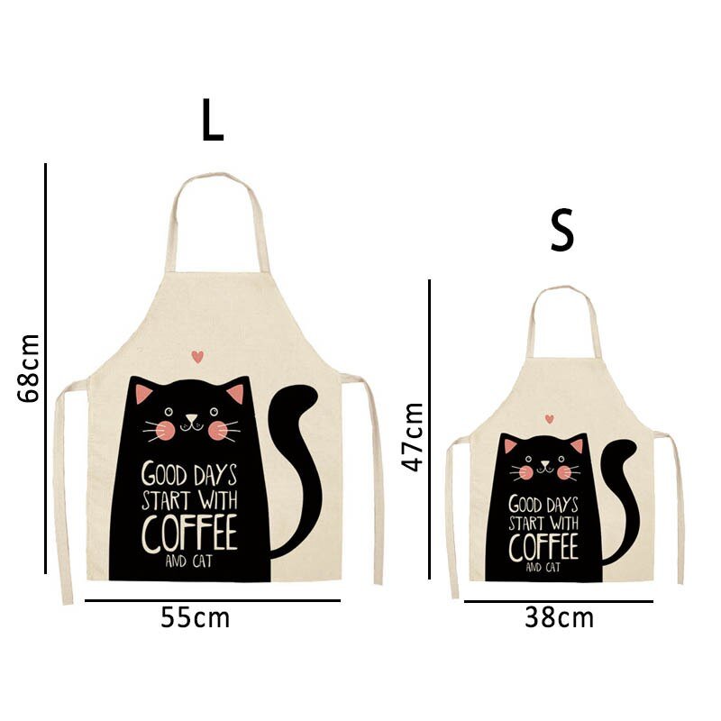 1Pcs Cotton and linen creative European and American cartoon cute cat apron - PetsDzign