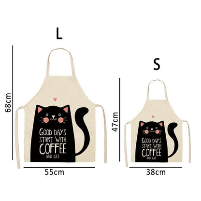 1Pcs Cotton and linen creative European and American cartoon cute cat apron - PetsDzign