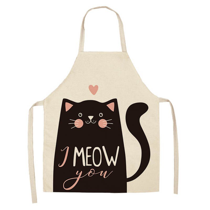 1Pcs Cotton and linen creative European and American cartoon cute cat apron - PetsDzign