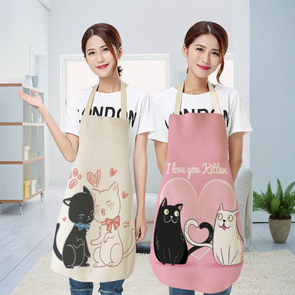 1Pcs Cotton and linen creative European and American cartoon cute cat apron - PetsDzign