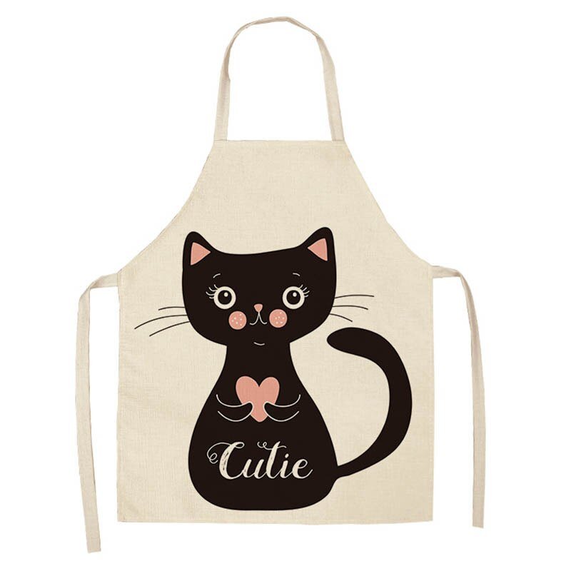 1Pcs Cotton and linen creative European and American cartoon cute cat apron - PetsDzign