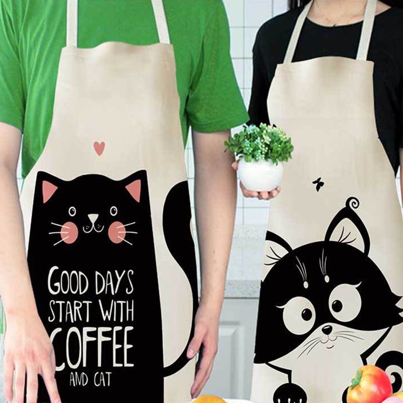 1Pcs Cotton and linen creative European and American cartoon cute cat apron - PetsDzign