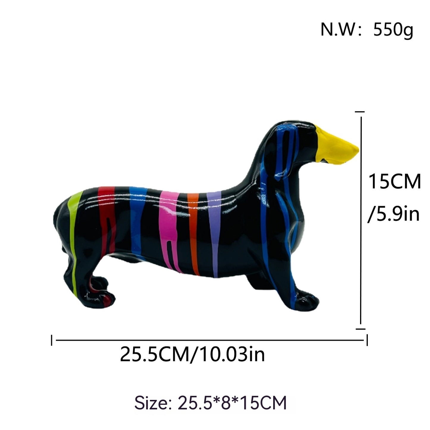 Modern Creative Colorful Sausage Dog Resin Crafts