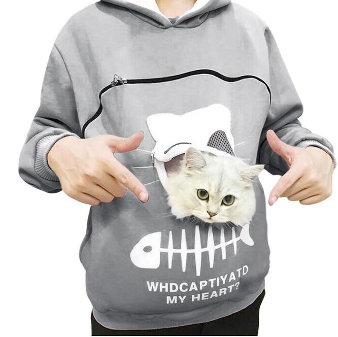 Pet Carrier Thicken Hoodies Kitten Puppy Holder Animal Pouch Hoodie Breathable Hooded Sweatshirt Teen Girls Women Pullovers Tops