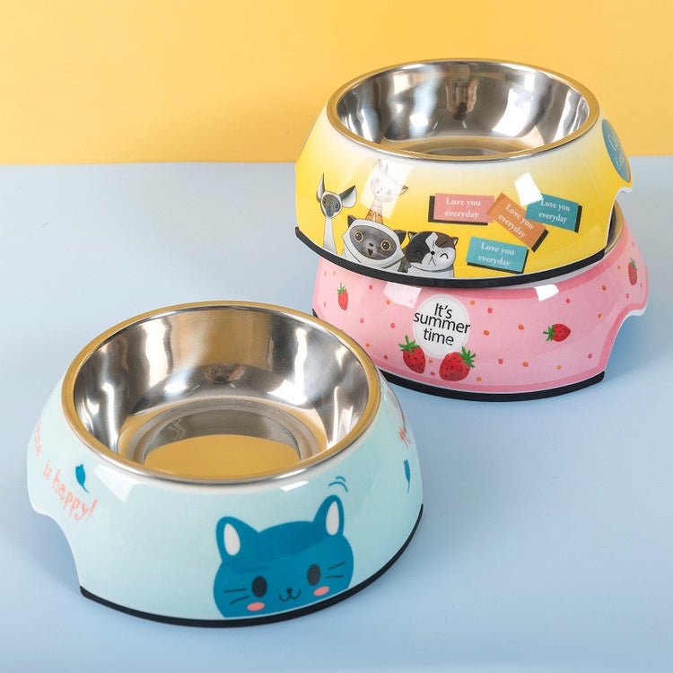 Minebea Pet Bowl Cartoon Dois em Um Tigela para Cachorro Tigela de Água Tigela para Cachorro de Aço Inoxidável