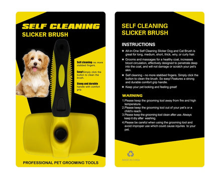 Pet Self Cleaning Slicker Brush- Detangling Pets Fur