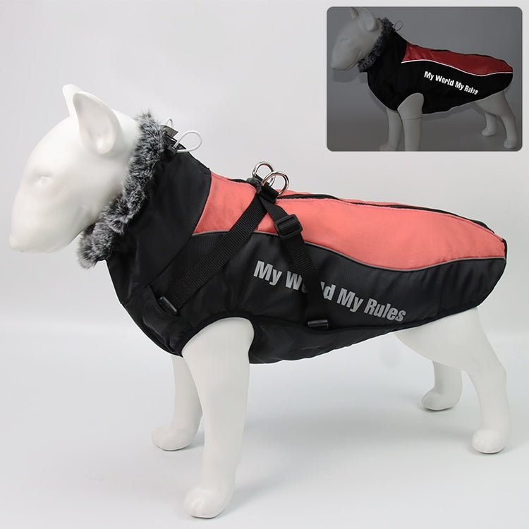 Dog Clothes Waterproof Pet Clothing Reflective Dogs Vest Harness Clothes With Fur Collar Large Dog Jacket Clothes For Big Dogs