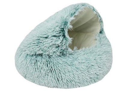 Pet Dog Cat Bed Round Plush Cat Warm Bed House Soft Long Plush Bed For Small Dogs For Cats Nest 2 In 1 Cat Bed