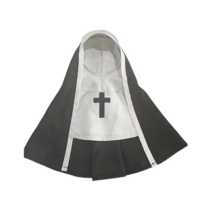 Nun Dog Costume For Small Medium Dogs Halloween Cosplay Outfit Black White Cloak Dress