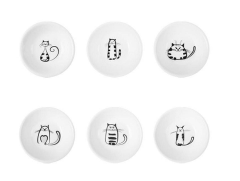 6pcs Tiny Cute Cat Plates