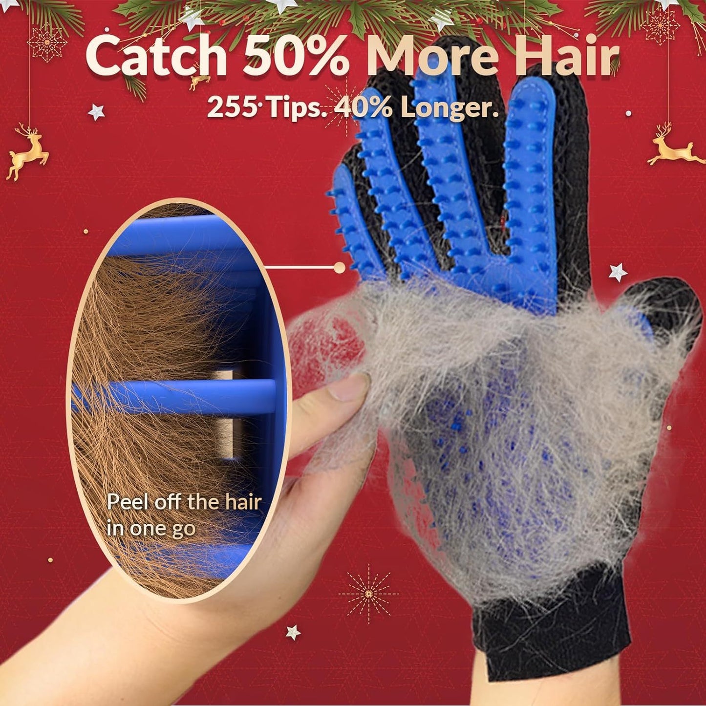 Upgrade Pet Grooming Gloves- Cat Brushes For Gentle Shedding - Efficient Pets Hair Remover Mittens