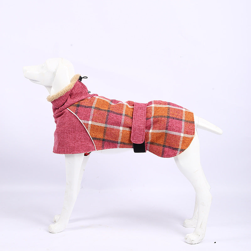 Pet Clothes Autumn And Winter- New Plaid Jacket- Cold Cotton Coat Pet Supplies