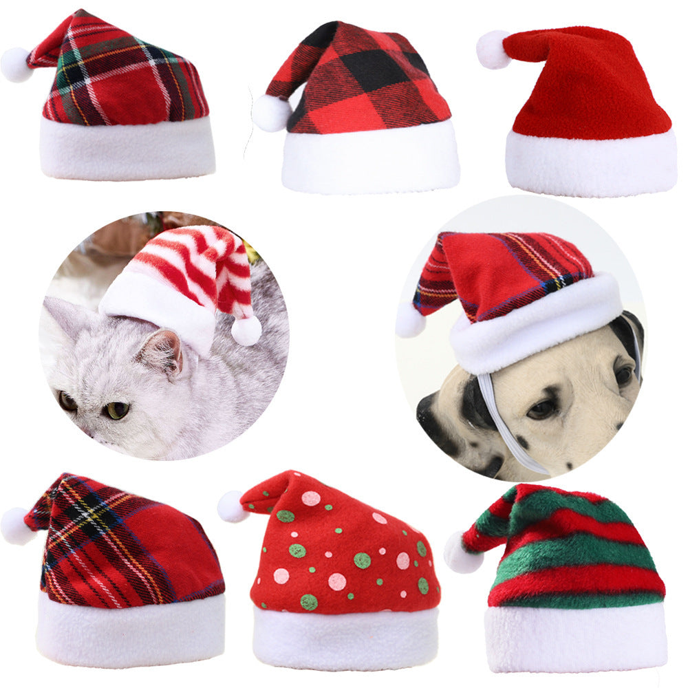 Multicolor Pet Christmas Hat Stripes