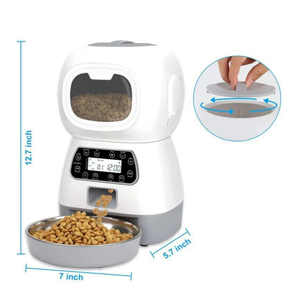 3.5 L Automatic intelligent Pet Food Dispenser, Stainless Steel Bowl. - PetsDzign