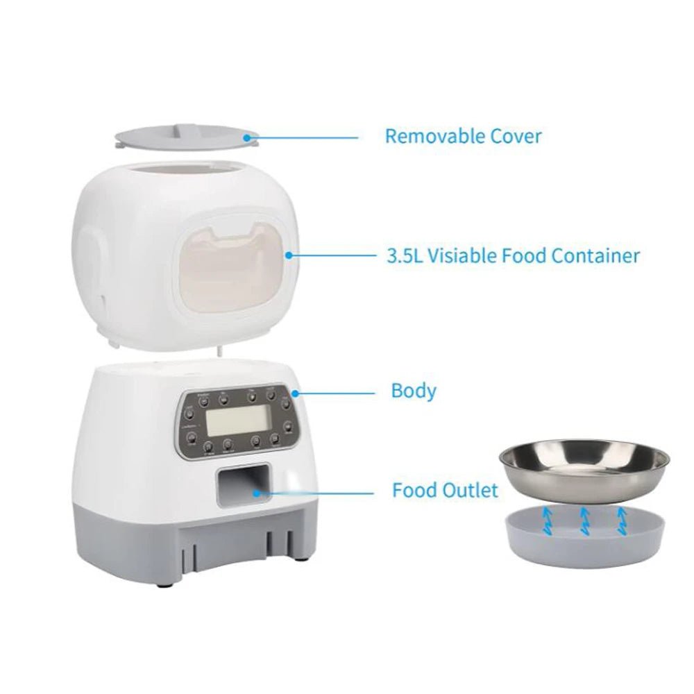 3.5 L Automatic intelligent Pet Food Dispenser, Stainless Steel Bowl. - PetsDzign