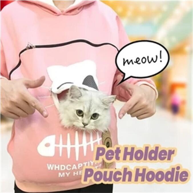 Portador de animais de estimação engrossar hoodies gatinho filhote de cachorro titular animal bolsa com capuz respirável moletom com capuz meninas adolescentes pullovers topos