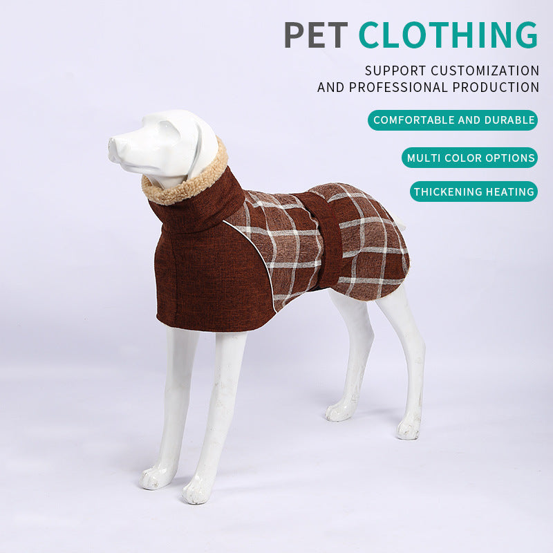 Pet Clothes Autumn And Winter- New Plaid Jacket- Cold Cotton Coat Pet Supplies