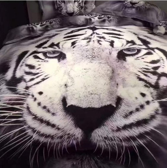 3D white tiger - animal twin king full double bedclothes - pillowcase duvet cover set. - PetsDzign