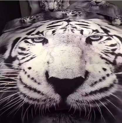 3D white tiger - animal twin king full double bedclothes - pillowcase duvet cover set. - PetsDzign