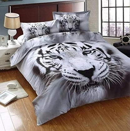 3D white tiger - animal twin king full double bedclothes - pillowcase duvet cover set. - PetsDzign