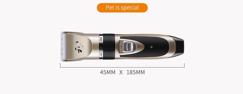 Dog Hair Clipper - Com bateria de íon de lítio recarregável e quatro cabeças de pente diferentes.