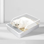 Semi-enclosed litter box. Comes with scoop