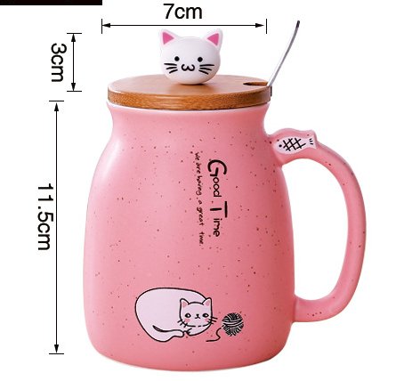 450ml Cartoon Ceramics Cat Mug With Lid and Spoon Coffee Milk Tea Mugs Breakfast Cup Drinkware Novelty Gifts - PetsDzign