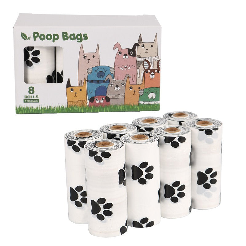 White Footprint Dog Poop Collection Bag -D2W Photo Oxygen Degradation Pet Garbage Bag