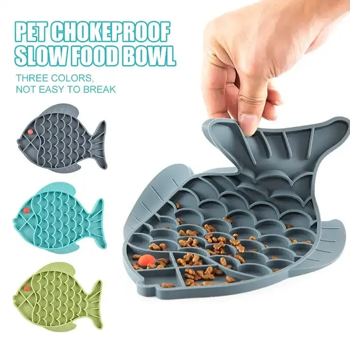 Fish Shaped Silicone Lick Mat For dogs/cats-Dog Anti Gulping Choking Feeder- Puppy Treat Dispenser