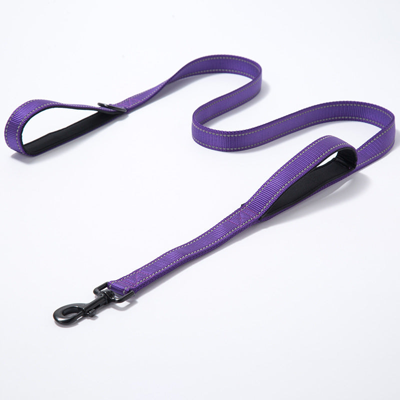 Pet Products Leash- Leash Nylon Double Thickened Reflective Dog Leash