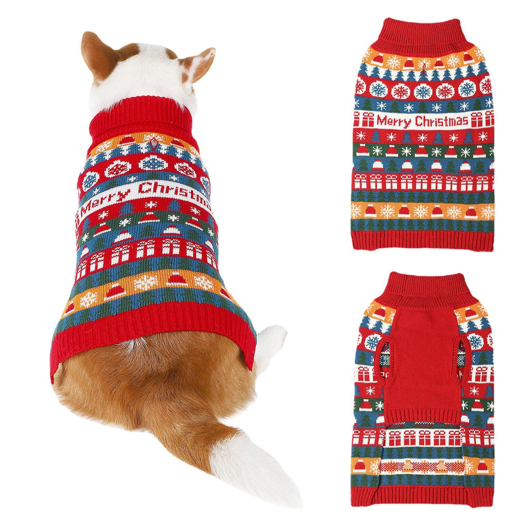 Autumn Pet Christmas Acrylic Sweater Red